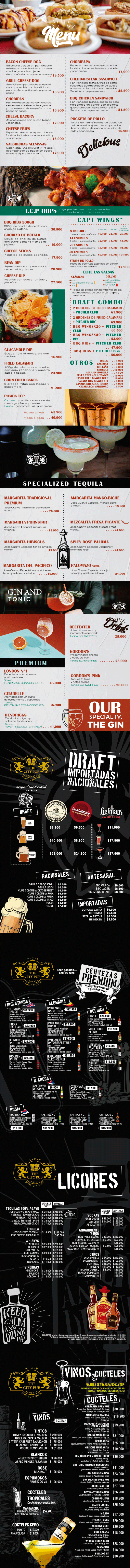Carta de The City Pub en Quintanar de la Orden, TOLEDO — página 1